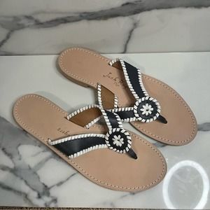 Jack Rogers | Women's Blue White Flower Design Thong Flip Flips Sz 12